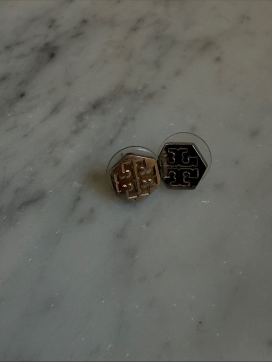 Tory Burch Jewelry - Tory Burch Octagon Logo earrings in silver